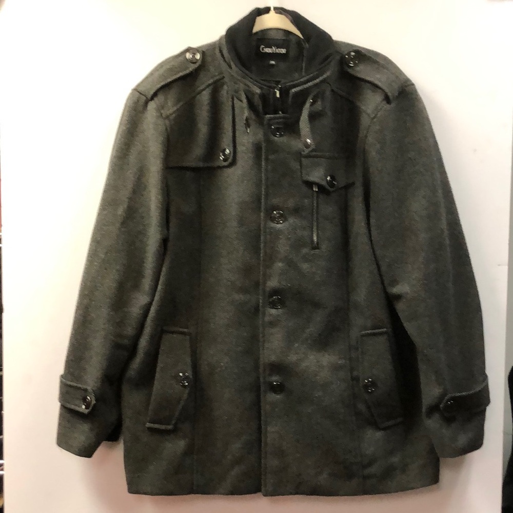 2xl grey pea coat winter coat formal xxl Chou Yatou